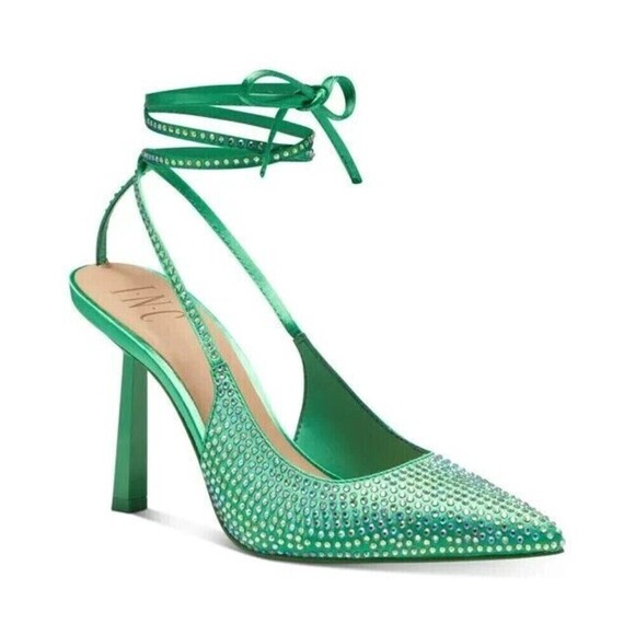I.N.C. International Concepts Womens Sandaze Ankle-Tie Pointed Green Pumps 6M - Picture 1 of 5